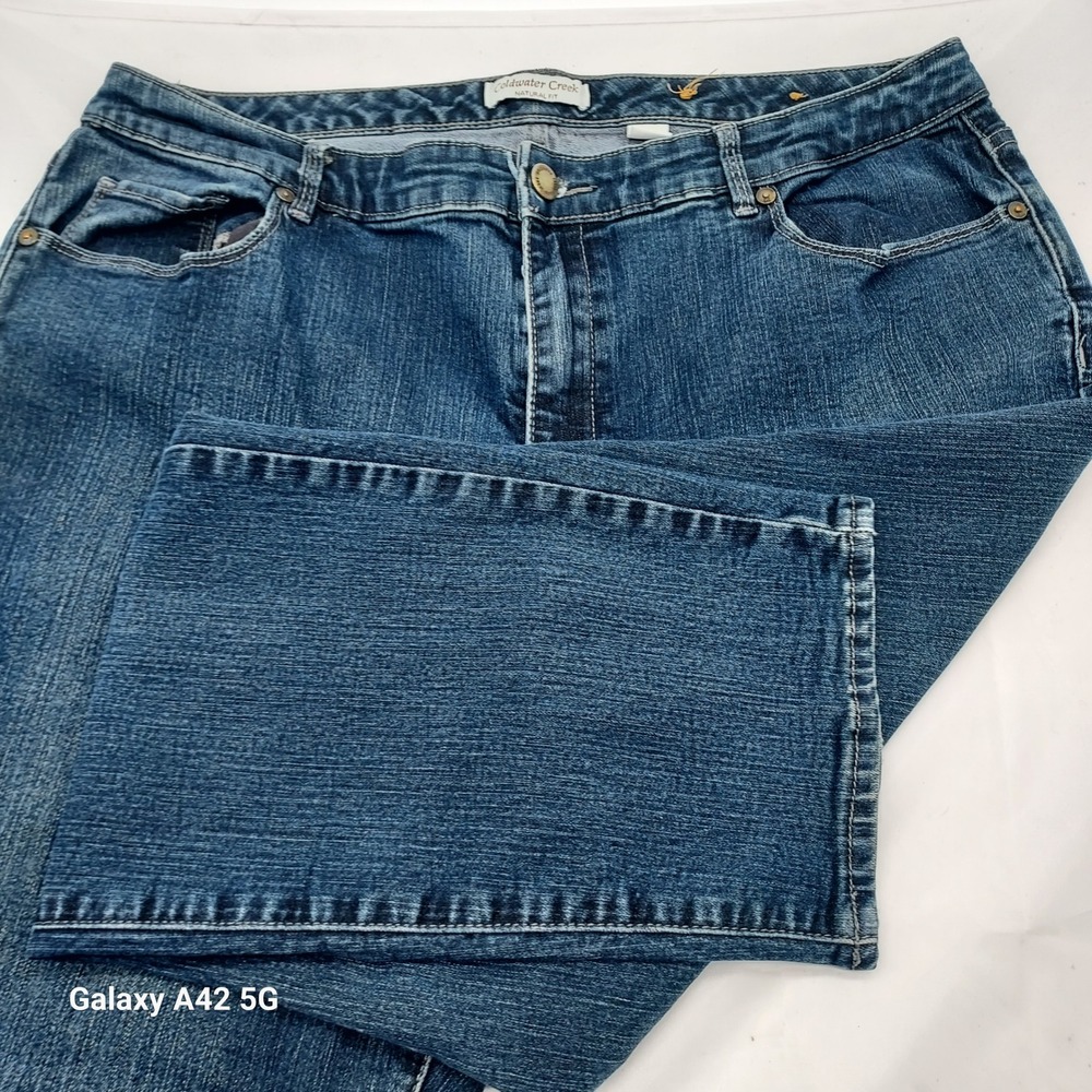 Coldwater Creek Natural Fit Straight Leg Jeans Blue Medium Wash Womens 16 Stretc